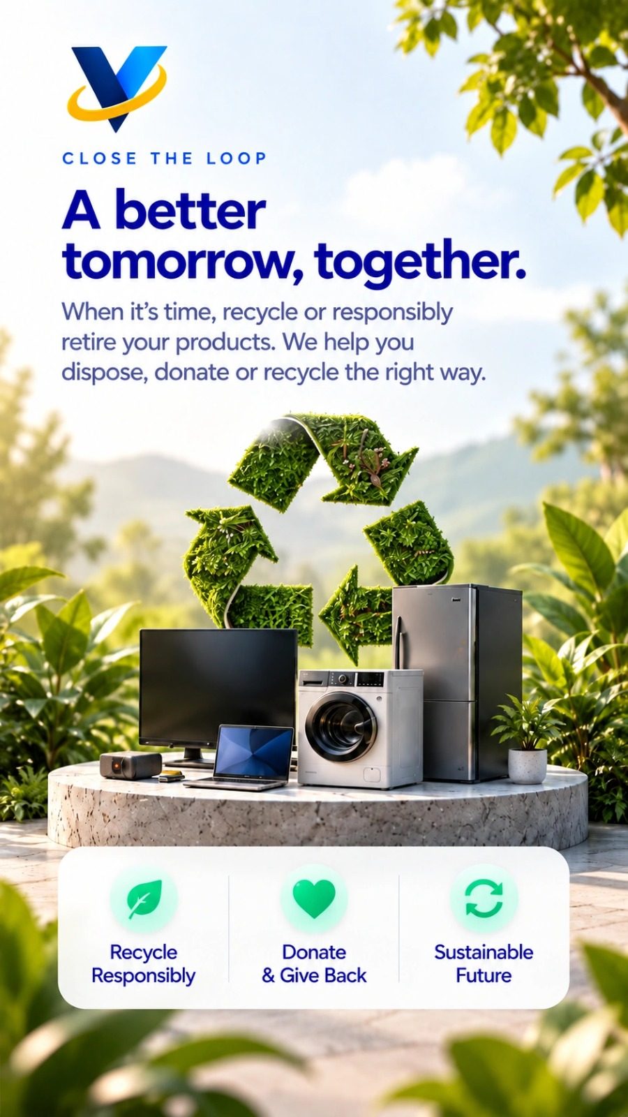 When it's time, recycle, donate or responsibly retire your products with Vyuh